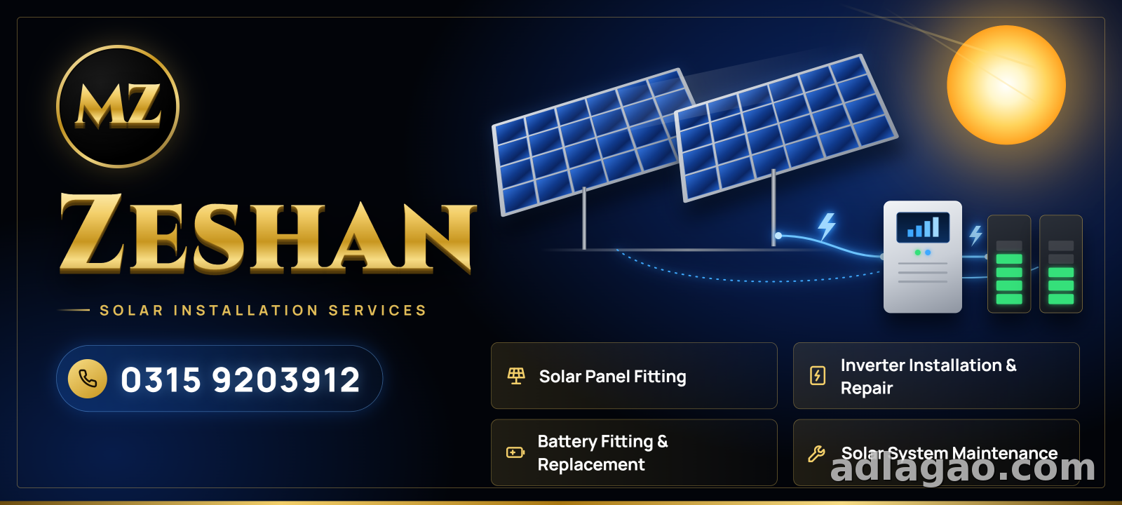 Solor panel Fitting, Battery and Inverters — 2